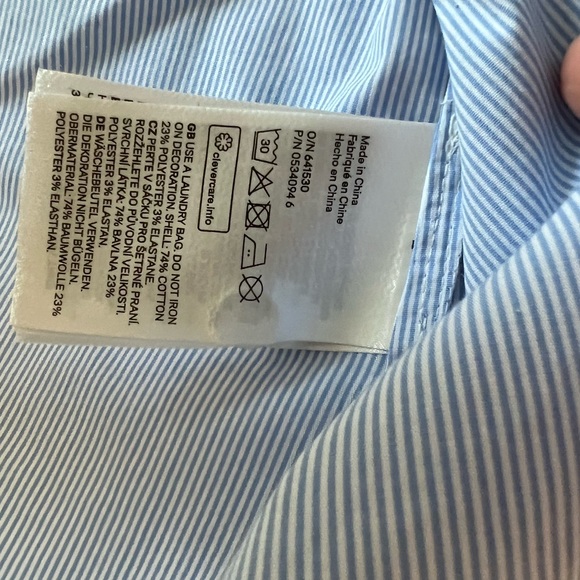 H&M Blue and White Striped bejeweled Collar Button Up Shirt - Picture 3 of 7
